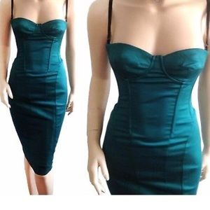 Dolce & Gabbana D&G teal corset zip dress sz. 46